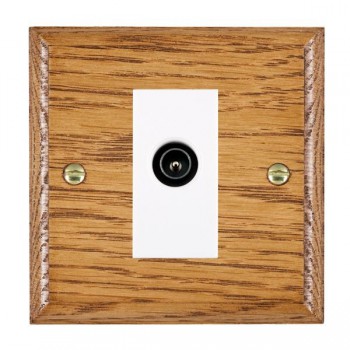 Hamilton Woods Ovolo Medium Oak 1 Gang Non-Isolated Male TV Socket with White Insert