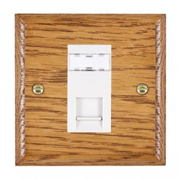 Hamilton Woods Ovolo Medium Oak 1 Gang Unshielded RJ12 Socket with White Insert