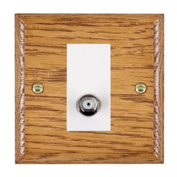 Hamilton Woods Ovolo Medium Oak 1 Gang Non-Isolated Satellite Socket with White Insert