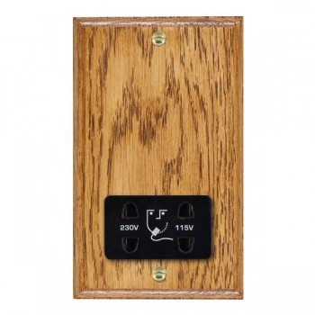 Hamilton Woods Ovolo Medium Oak Dual Voltage Shaver Socket with Black Insert