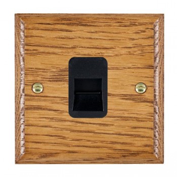 Hamilton Woods Ovolo Medium Oak 1 Gang Telephone Master Socket with Black Insert