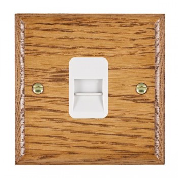 Hamilton Woods Ovolo Medium Oak 1 Gang Telephone Master Socket with White Insert