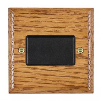 Hamilton Woods Ovolo Medium Oak 1 Gang 10A Triple Pole Switch with Black Rocker and Black Surround