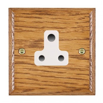 Hamilton Woods Ovolo Medium Oak 1 Gang 5A Unswitched Socket with White Insert